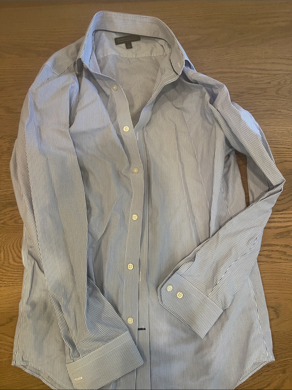 Men's Blue Pinstripe Dress Shirt